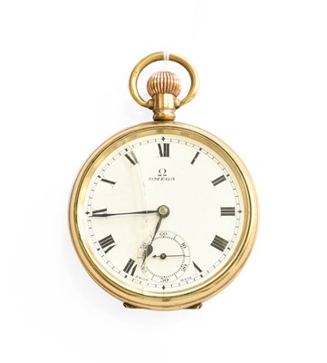 Lot 406 - A Gold Plated Open Faced Omega Pocket Watch