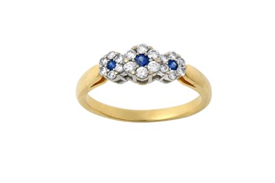 Lot 2283 - An 18 Carat Gold Sapphire and Diamond Triple...