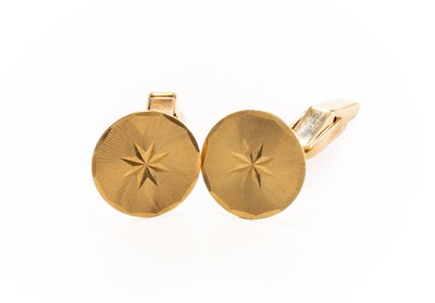 Lot 305 - A Pair of 9 Carat Gold Cufflinks, of circular...