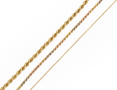 Lot 364 - A 9 Carat Tri-Colour Gold Bracelet, length...