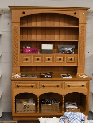 Lot 1283 - A Modern Light Oak Dresser and Rack, the...