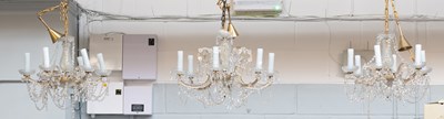 Lot 1294 - A Venitian Style Glass and Brass Six Light...