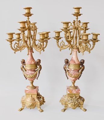 Lot 179 - A Pair of Gilt Metal and Marble...