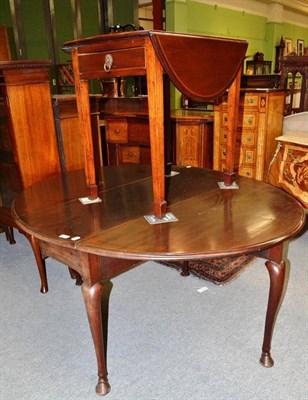 Lot 450 - A mahogany pad foot drop leaf table and an Edwardian mahogany inlaid drop leaf table