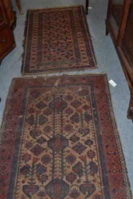 Lot 452 - Malayir Rug, West Persia, the abrashed indigo field of angular vines enclosed by narrow...