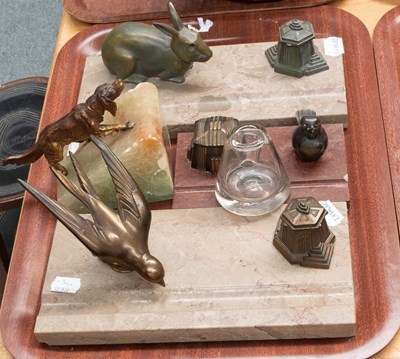 Lot 238 - Two Art Deco Bronze Desk Stands, one in the...