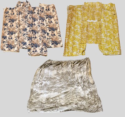 Lot 2220 - A Toile de Jouy Curtain printed in grey...