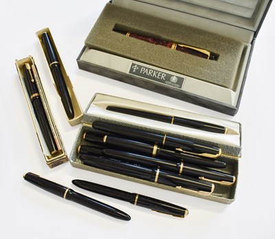 Lot 417 - Parker Fountain Pens, all in black, comprising...
