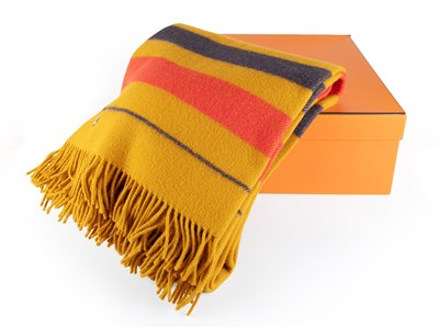 Lot 1011 - A Hermès Rocobar Striped Wool Blanket, with...