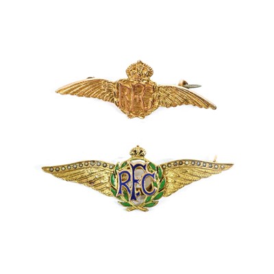 Lot 138 - Two Royal Flying Corps Sweetheart Brooches,...