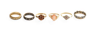 Lot 313 - Six Dress Rings, comprising of a cameo example,...