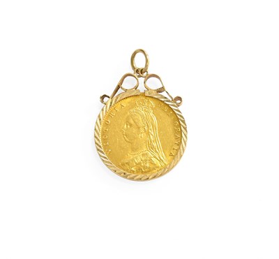 Lot 333 - A Half Sovereign Pendant, dated 1887, in a 9...