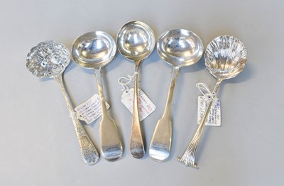 Lot 119 - Five Various George III and Later Silver Sauce-...