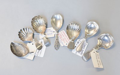 Lot 118 - Seven George III and Later Silver Caddy-Spoons,...