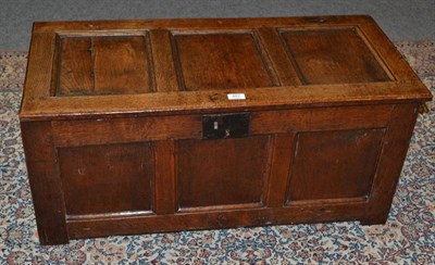 Lot 467 - An oak three panel coffer (reduced in height)