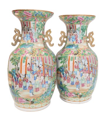Lot 1175 - A Pair of Cantonese Porcelain Vases, mid 19th...