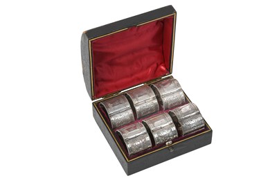 Lot A Set of Six Victorian or Edward VII Silver Plate Napkin-Rings