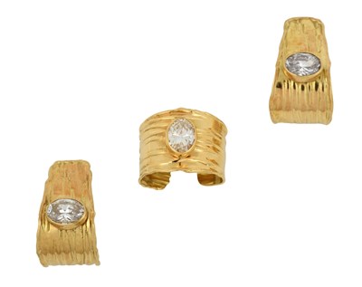 Lot 2278 - A Cubic Zirconia Cuff Ring and A Pair of Cubic...