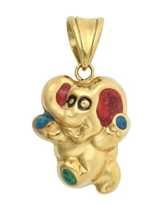Lot 2233 - An Enamel Novelty Pendant modelled as a yellow...
