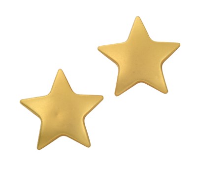 Lot 2221 - A Pair of Star Earrings of yellow plain...