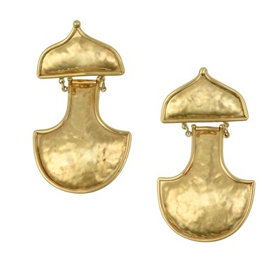 Lot 2262 - A Pair of Drop Earrings modelled as...