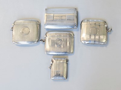 Lot 101 - Five Various Silver Vesta-Cases, each oblong...
