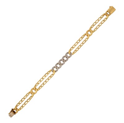 Lot 2220 - A Diamond Bracelet five central curb links set...