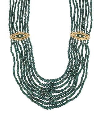 Lot 2255 - An Emerald Multi-Row Necklace eight strands of...