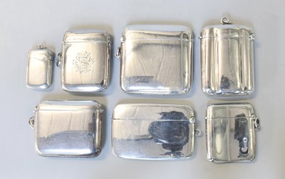 Lot 91 - Seven Various Silver Vesta-Cases, each plain...