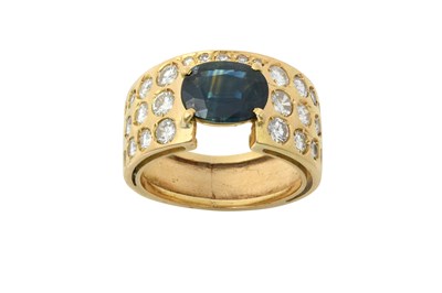 Lot 2284 - A Sapphire and Diamond Wishbone Ring the oval...