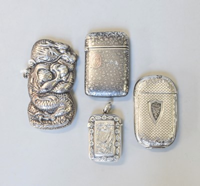 Lot 80 - Four Various Silver Vesta-Cases, oblong formed,...