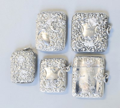 Lot 77 - Five Assorted Silver Vesta-Cases, variously...