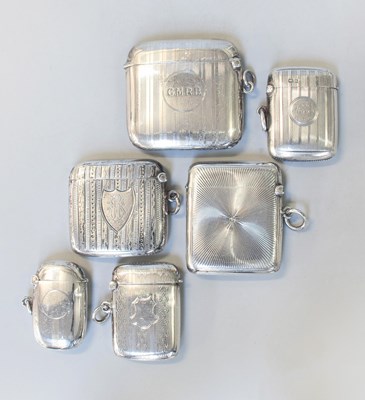 Lot 76 - Six Various Silver Vesta-Cases, variously...