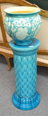 Lot 480 - A Burmantofts jardiniere and stand, stamped 2107 c