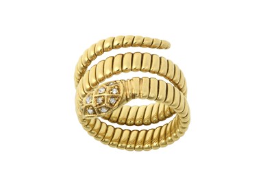 Lot 2238 - A Diamond Snake Ring the head set throughout...