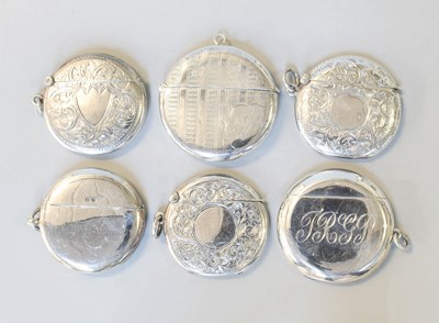 Lot 82 - Six Various Silver Vesta-Cases, each circular...