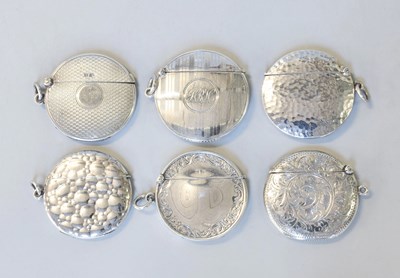 Lot 83 - Six Various Silver Vesta-Cases, each circular...