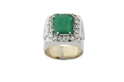 Lot 2241 - An Emerald and Diamond Ring the emerald-cut...