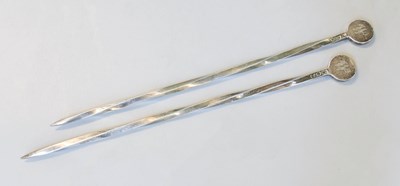 Lot 110 - A Pair of George V Silver Meat-Skewers, by...