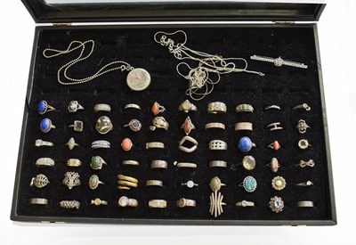 Lot 420 - A Quantity of Silver and White Metal Jewellery,...