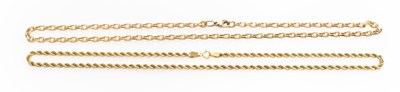 Lot 310 - A 9 Carat Gold Rope Twist Necklace, length...