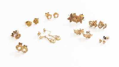 Lot 291 - Nine Pairs of Earrings, of varying designs,...