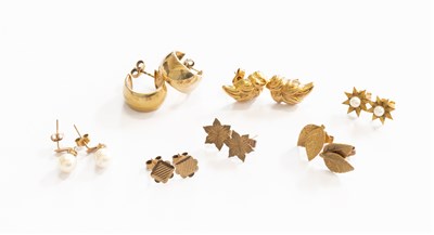 Lot 302 - Seven Pairs of Earrings, of varying designs,...