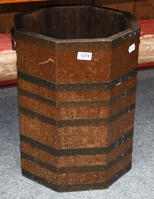 Lot 1274 - Brass Bound Stick Stand, twin handled and of...