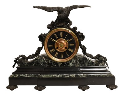 Lot 474 - A French Black Slate, Marble and Bronze...