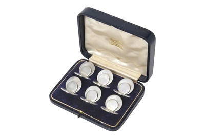 Lot A Cased Set of Six Edward VII Silver Place-Card Holders
