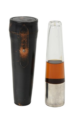 Lot A Cased Victorian Silver-Mounted Glass Spirit-Flask