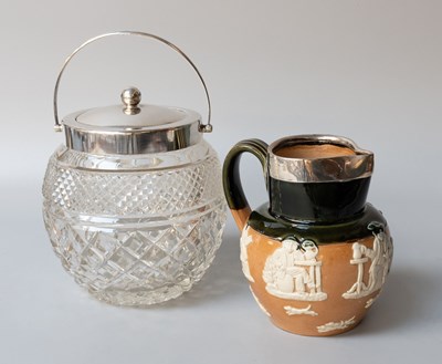 Lot 11 - An Edward VII Silver-Mounted Stoneware Jug and...
