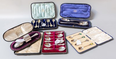 Lot 135 - A Collection of Assorted Cased Silver Flatware,...