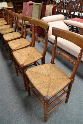 Lot 499 - A composite set of nine 19th century country dining chairs with rush and woven seats